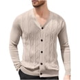 thumbnail image 1 of Mgmyaa Men's Knit Cardigan V-Neck Button Up Jacquard Sweater Open Front Long Sleeve Casual Jacket, 1 of 7