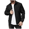 thumbnail image 1 of Mgmyaa Men's Lapel Casual Jacket Long Sleeve Zipper Closure Lightweight Modern Fit Daily Outerwear Coat, 1 of 3