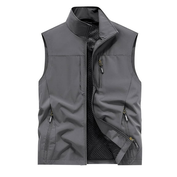 Mgmyaa Men's Lightweight Sleeveless Utility Vest Multi-Pocket Outdoor Sports Mountaineering Casual Quick-Dry Thin Jacket