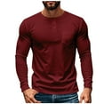 thumbnail image 1 of Mgmyaa Men's Long Sleeve Base Layer Top Breathable Button Round Neck Comfortable Shirt with Chest Pocket, 1 of 5