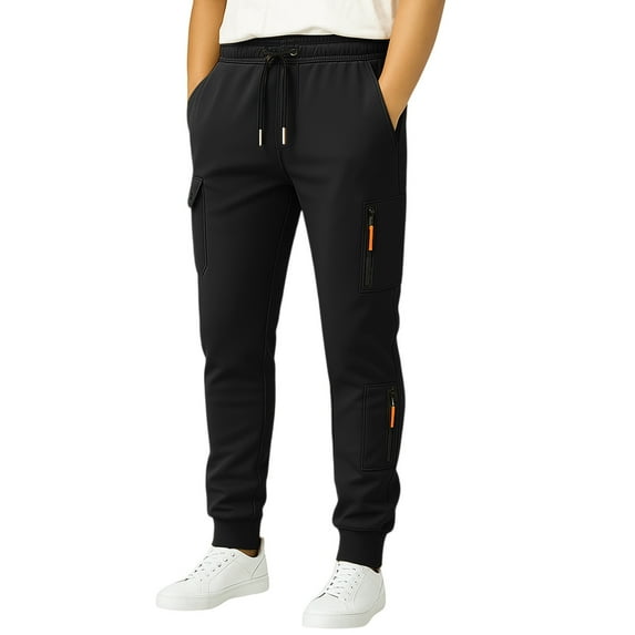 Mgmyaa Men's Loose Fit Sport Sweatpants Solid Color Drawstring Elastic Waist Cargo Trousers with Deep Side Pockets Gym Running Casual Lounge Pants