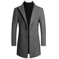 thumbnail image 1 of Mgmyaa Men's Mid-Length Wool Blend Trench Coat Button Closure Pockets Long Sleeve Casual Winter Outerwear, 1 of 8