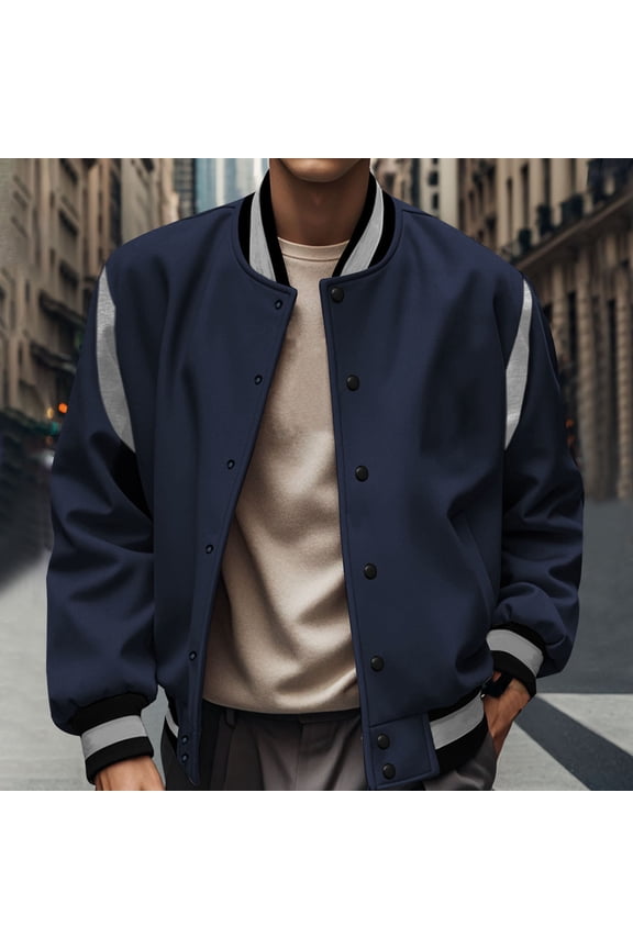 Men's Patchwork Button Up Hooded Casual Cardigan Jacket for Everyday Layered Outdoor Street Style