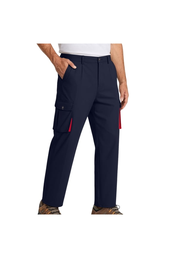 Men's Patchwork Cargo Pants With Multiple Pockets Zipper Fly Regular Fit Comfort Waist Straight Leg Full Length Solid Color Soft Durable For Work Labor