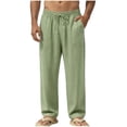 thumbnail image 1 of Mgmyaa Men's Pleated Linen Pants With Drawstring Elastic Waist Ventilated Adjustable Straight Leg Full Length Soft Lightweight For Summer Daily, 1 of 8