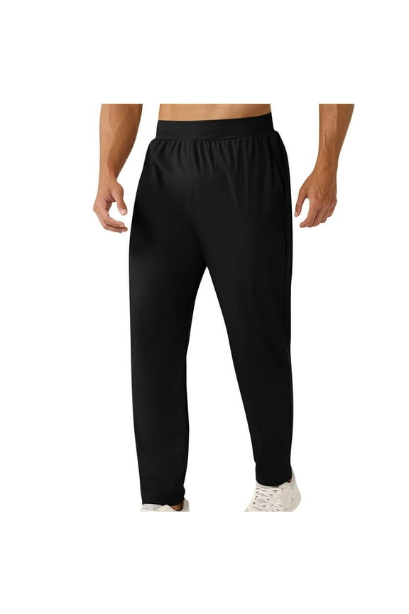 Men's Quick Dry Performance Joggers with Stretch Fabric Sweat-Wicking Drawstring Waist Side Pockets for Gym Running Training Casual Everyday Active Wear Comfort
