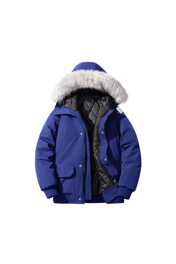 Men's Quilted Hooded Winter Parka with Fur Trim Water-Repellent Down Insulation for Extreme Cold Weather