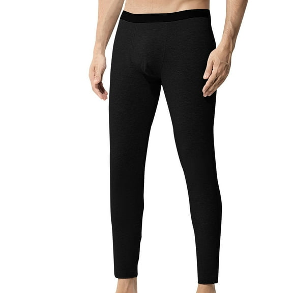 Mgmyaa Men's Seamless Thermal Base Layer Pants with Tight Fit, Solid Color, Fleece-Lined Warmth for Winter, Home Wear, and Cold Weather Layering