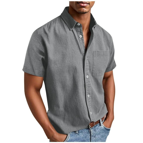 Mgmyaa Men's Short Sleeve Button Down Shirt Peach Skin Fabric Casual Summer Beach Vacation Textured Shirts