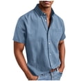 thumbnail image 1 of Mgmyaa Men's Short Sleeve Button Down Shirt Peach Skin Fabric Casual Summer Beach Vacation Textured Shirts, 1 of 5