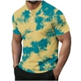 thumbnail image 1 of Mgmyaa Men's Short Sleeve Button Henley Neck Tie-dye Printing Shirt, 1 of 5