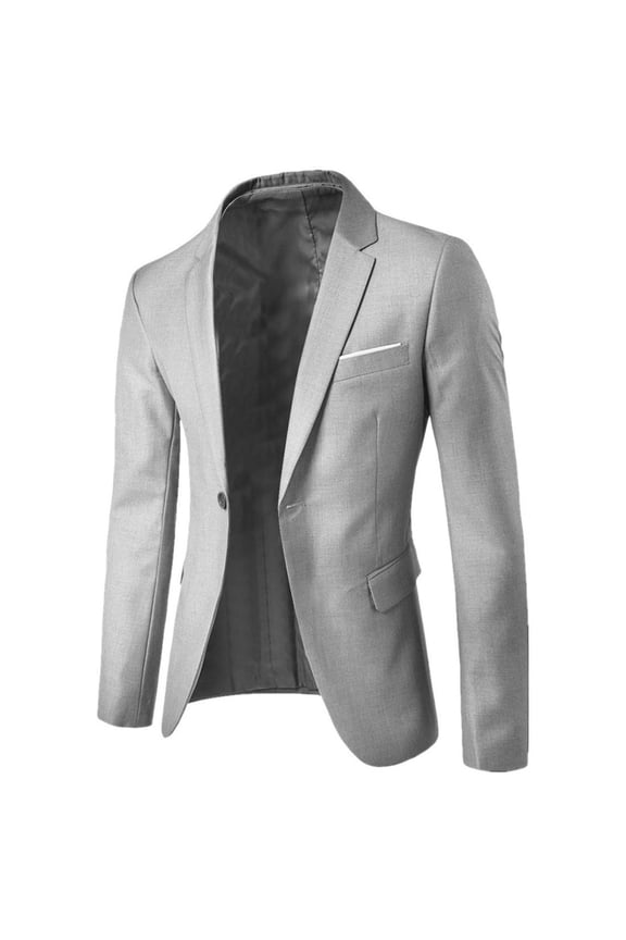 Men's Single-Breasted Tailored Suit Jacket Slim Fit Office Blazer with Notch Lapel Professional Formal
