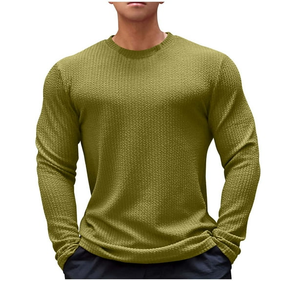 Mgmyaa Men's Slim Fit Thermal Base Layer Long Sleeve Crew Neck Pullover Top for Fall Winter Casual Outfit Insulated Wear