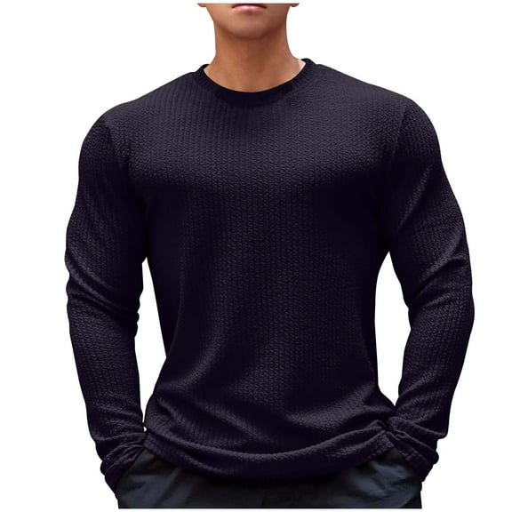 Mgmyaa Men's Slim Fit Thermal Base Layer Long Sleeve Crew Neck Pullover Top for Fall Winter Casual Outfit Insulated Wear