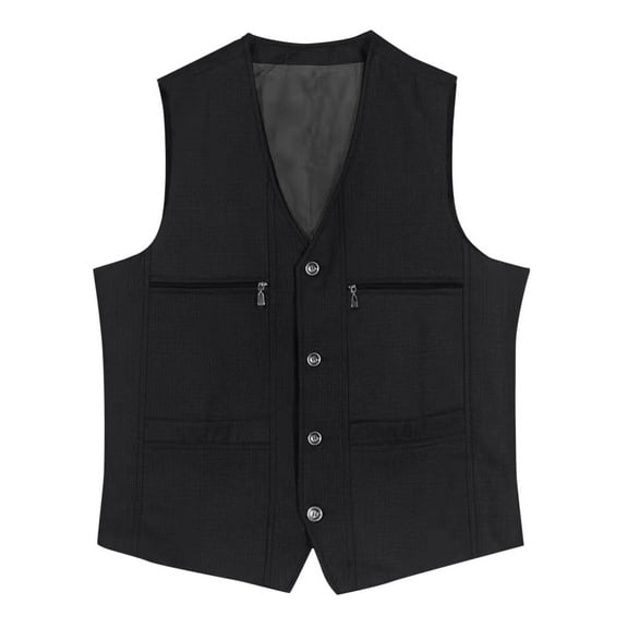 Mgmyaa Men's Slim Fit V-Neck Single-Breasted Waistcoat Vest with Back Adjuster for Suit Business Formal