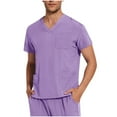thumbnail image 1 of Mgmyaa Men's Solid Color V-neck Pocket Caregiver Short Sleeve Nurse Uniform Shirt Workwear, 1 of 8