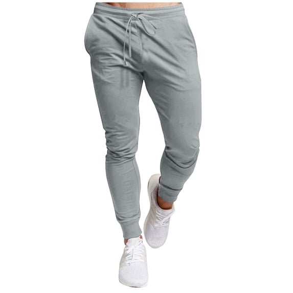 Mgmyaa Men's Sports Pants Elastic Waist Drawstring Athletic Sweatpants with Foot Binding for Workout