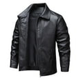 thumbnail image 1 of Mgmyaa Men's Stand Collar Faux Leather Jacket Long Sleeve Windproof Warm Zippered Outerwear Casual Coat, 1 of 8
