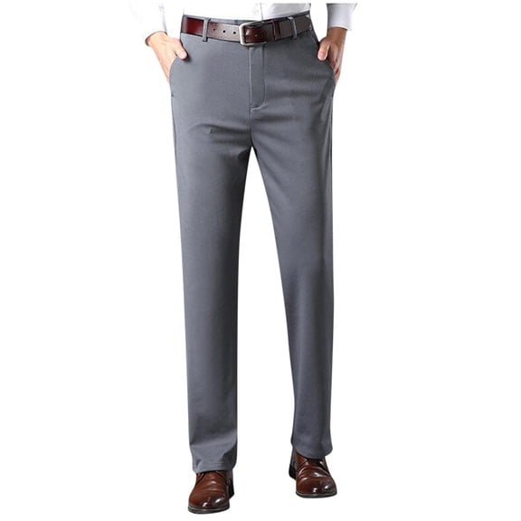 Mgmyaa Men's Straight-Leg Dress Pants, Flat Front Comfortable Business Work Pants for Office & Daily Wear