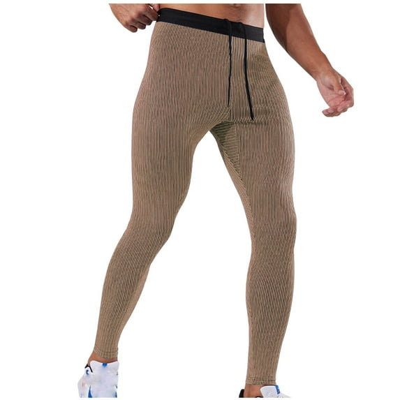 Mgmyaa Men's Stretch Yoga Pants - Elastic Athletic Gym Pants with Pockets, Seamless Waistband Comfortable Breathable Workout Fitness Leggings