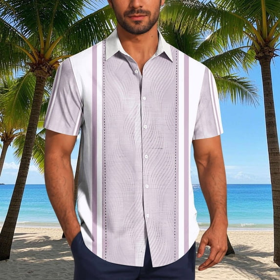 Mgmyaa Men's Summer Short Sleeve Button Down Shirts Casual Collared Printed T Shirts