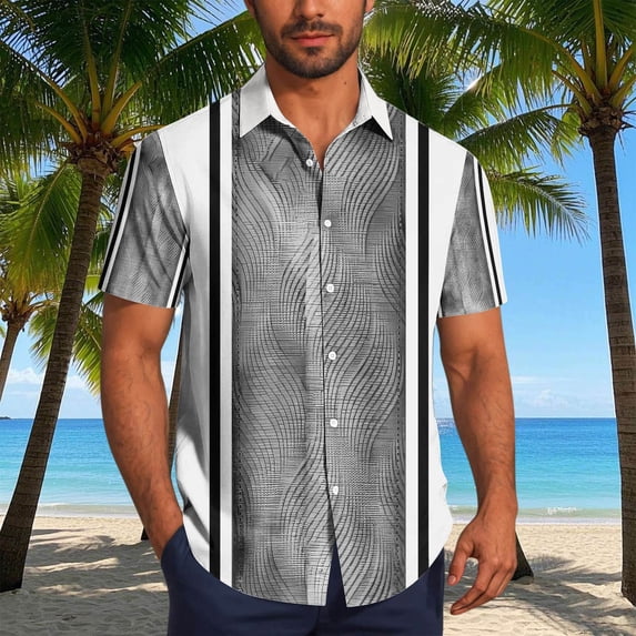 Mgmyaa Men's Summer Short Sleeve Button Down Shirts Casual Collared Printed T Shirts