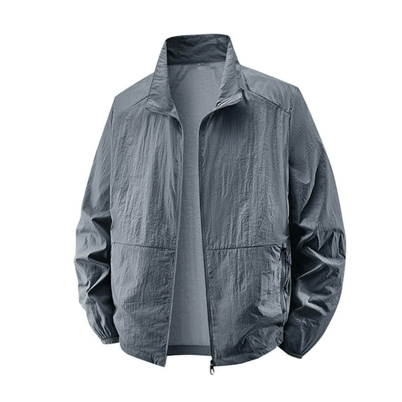 Mgmyaa Men's Sun Protection Long Sleeve Utility Jacket Lightweight Quick-Dry Outdoor Sports Multi-Pocket Casual Coat Thin Layer