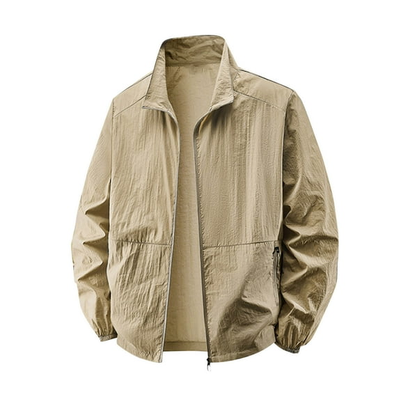 Mgmyaa Men's Sun Protection Long Sleeve Utility Jacket Lightweight Quick-Dry Outdoor Sports Multi-Pocket Casual Coat Thin Layer
