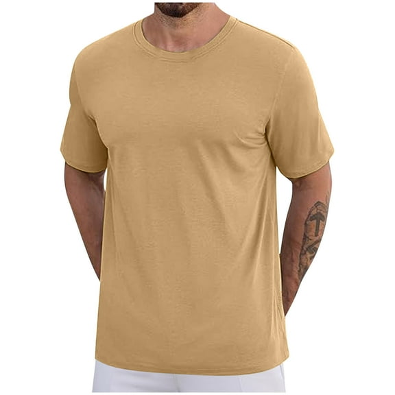 Mgmyaa Men's T-Shirt Classic Short Sleeve Crew Neck Soft Fitted Big & Tall Men Pocket Tees Coffee XL