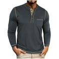 thumbnail image 1 of Mgmyaa Men's T-Shirts Casual Breathable Long Sleeve Round Collar Button Pocket Tee, 1 of 6