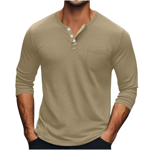 Mgmyaa Men's T-Shirts Henley Lightweight Breathable Long Sleeves Pullover Shirt
