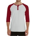 thumbnail image 1 of Mgmyaa Men's T-Shirts Lightweight Breathable Henley Raglan 3/4 Sleeve Color Block Shirt Tops, 1 of 7