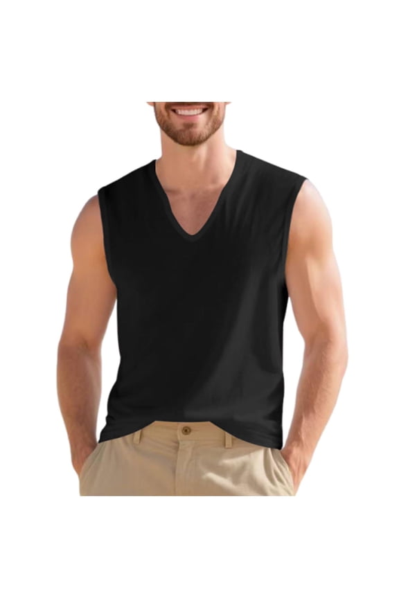 Men's Tank Top V-Neck Lightweight Workout Casual Sleeveless Undershirt Muscle Tee Base Layer Tops