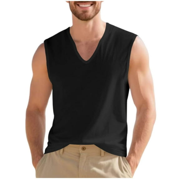 Mgmyaa Men's Tank Top V-Neck Lightweight Workout Casual Sleeveless Undershirt Muscle Tee Base Layer Tops