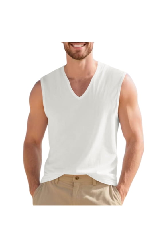 Men's Tank Top V-Neck Lightweight Workout Casual Sleeveless Undershirt Muscle Tee Base Layer Tops