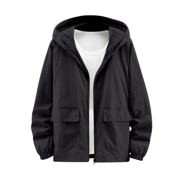 Mgmyaa Men's UPF 50+ Hooded Sun Jacket Summer Lightweight Fishing Shirt Water-Resistant Breathable Cover Up