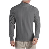 Mgmyaa Men's Undershirt High Neck Pleated Loose Fit Long Sleeve T-Shirt for Training Inner Layer Elastic Thermal Wear Comfortable Stretchy Top Workout Base Layer