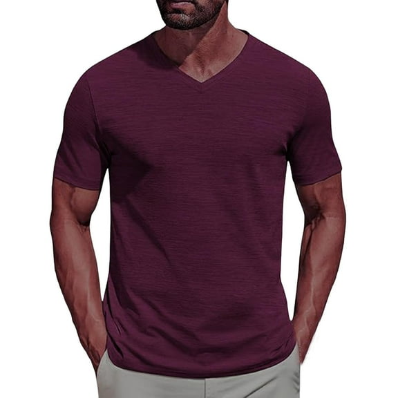 Mgmyaa Men's V Neck T Shirts Casual Stylish Fitted Stretch Tees for Men