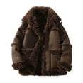 thumbnail image 1 of Mgmyaa Men's Vintage Faux Leather Hooded Winter Coat Fleece Lined Long Sleeve Casual Bomber Jacket Warm Fashion Outerwear, 1 of 3