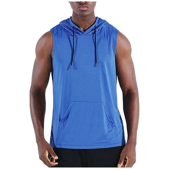 Mgmyaa Men's Workout Hooded Tank Tops Bodybuilding Muscle Cut Off T Shirt Sleeveless Gym Hoodies