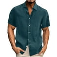 thumbnail image 1 of Mgmyaa Mens Button Down Short Sleeve Shirt Casual Beach Shirt Summer Vacation Textured Shirts, 1 of 5