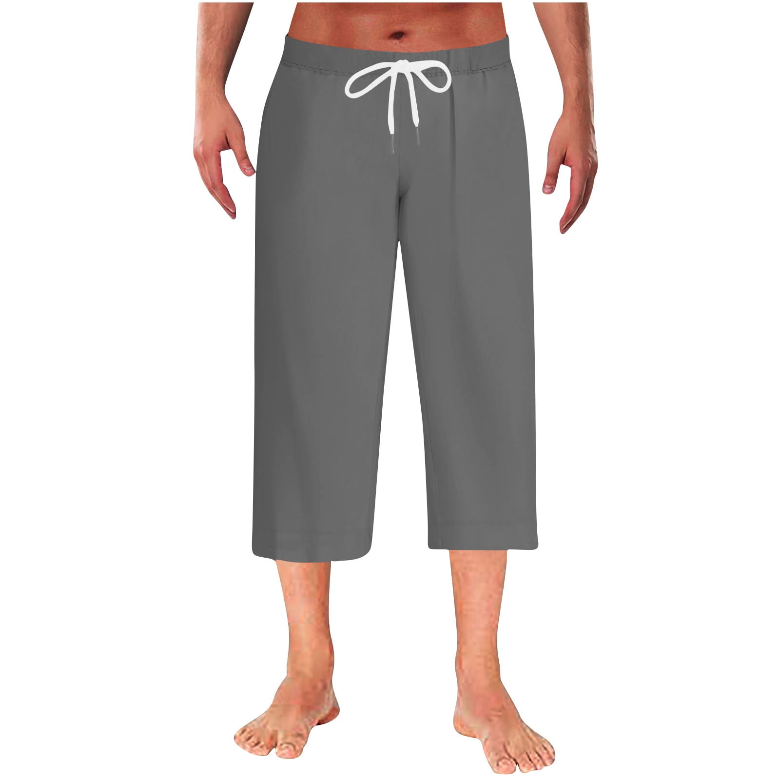 Mgmyaa Mens Capris Straight-Leg Pilates Yoga Beach Lounge Sleep Pajama ...