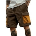 thumbnail image 1 of Mgmyaa Mens Cargo Shorts Casual Drawstring Elastic Waist Corduroy Summer Beach Shorts with Pockets, 1 of 5