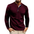 thumbnail image 1 of Mgmyaa Mens Casual Fashion Solid Color Breathable Long Sleeve Round Collar Button Pocket Top, 1 of 5