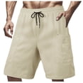 thumbnail image 1 of Mgmyaa Mens Casual Shorts Summer Drawstring Elastic Waist Beach Sweat Shorts Texture with Multi-Pockets, 1 of 6