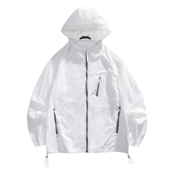 Mgmyaa Mens Lightweight Performance Jacket Hooded Full Zip Quick-Dry Sun Protection Shirt Long Sleeve Top with Zipper Pockets for Hiking & Outdoor Sports