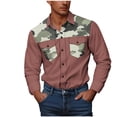 thumbnail image 1 of Mgmyaa Mens Long Sleeve Button Down Shirts Casual Button Collared Double Pockets Print Workwear Shirt, 1 of 5