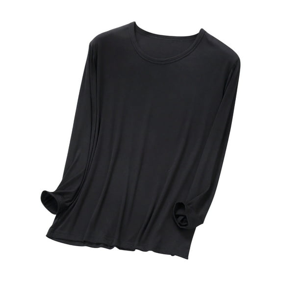 Mgmyaa Mens Long Sleeve Pajama Top Solid Color Sleepwear Shirt with Comfortable Fit Loungewear