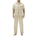 thumbnail image 1 of Mgmyaa Mens Pajama Set Short Sleeve Ice Silk Button Down Shirt and Full Length Pants Lounge Set, 1 of 5