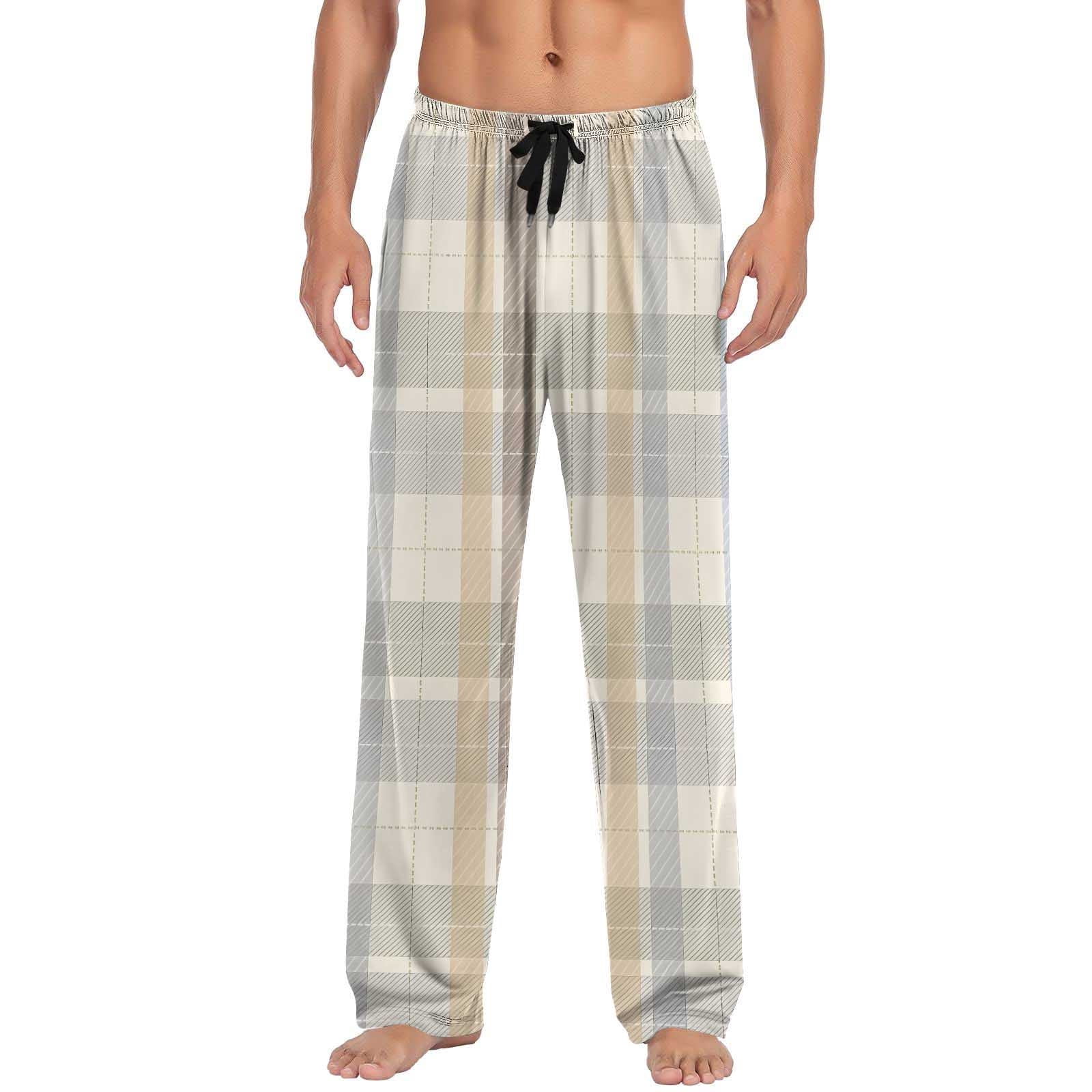 Mgmyaa Mens Plaid Print Pajama Pants Loose Fit Elastic Waist Straight ...